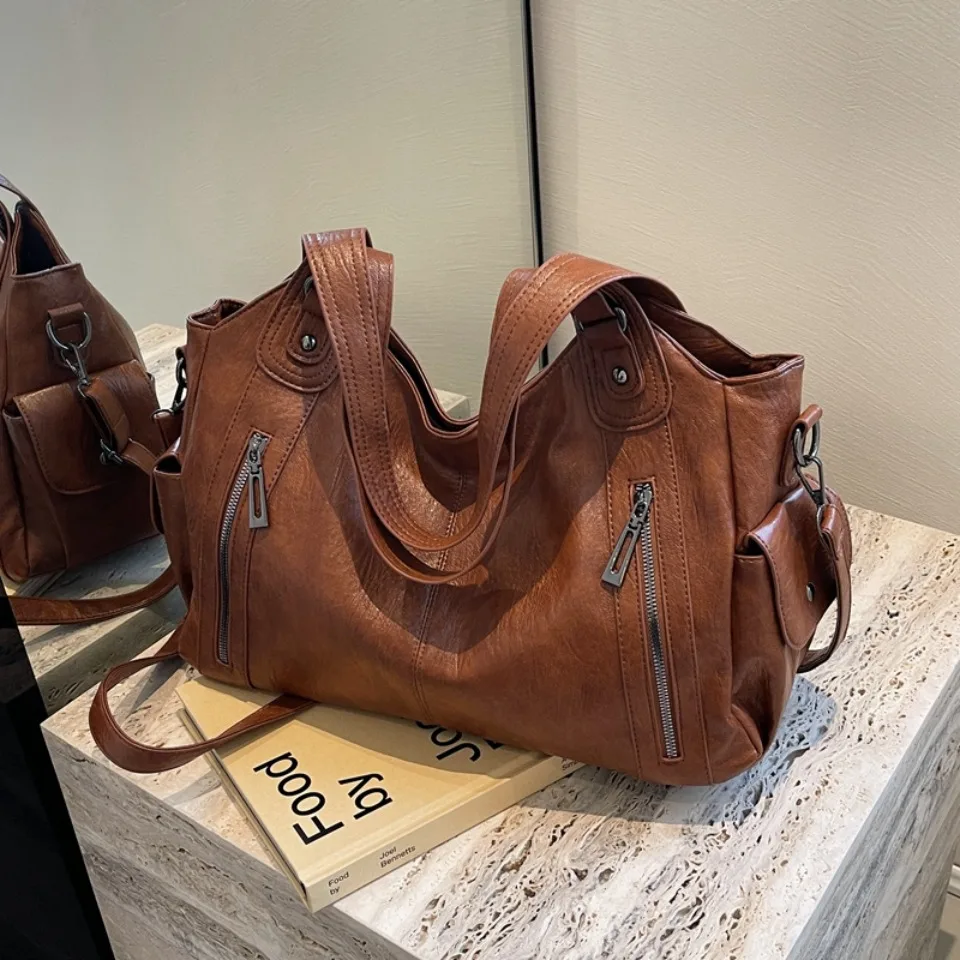 Daily Business Commuting Large Capacity Tote Hand Bags Soft Leather Shoulder Crossbody Bags for Women Handbags Sturdy Durable