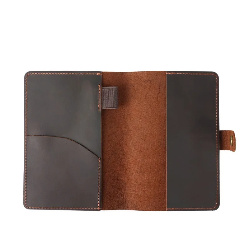 Cow Leather Journal Cover for Field Notes Portable Refillable Notepad with Pen Holder Pocket Notebooks Fits 3.5'' X 5.5'' Diary