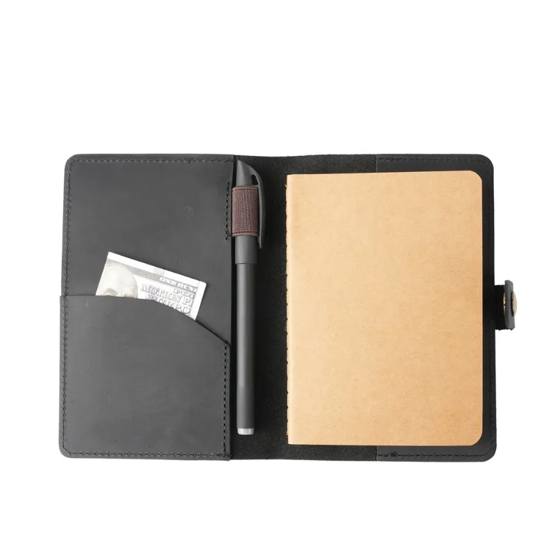 Cow Leather Journal Cover for Field Notes Portable Refillable Notepad with Pen Holder Pocket Notebooks Fits 3.5'' X 5.5'' Diary