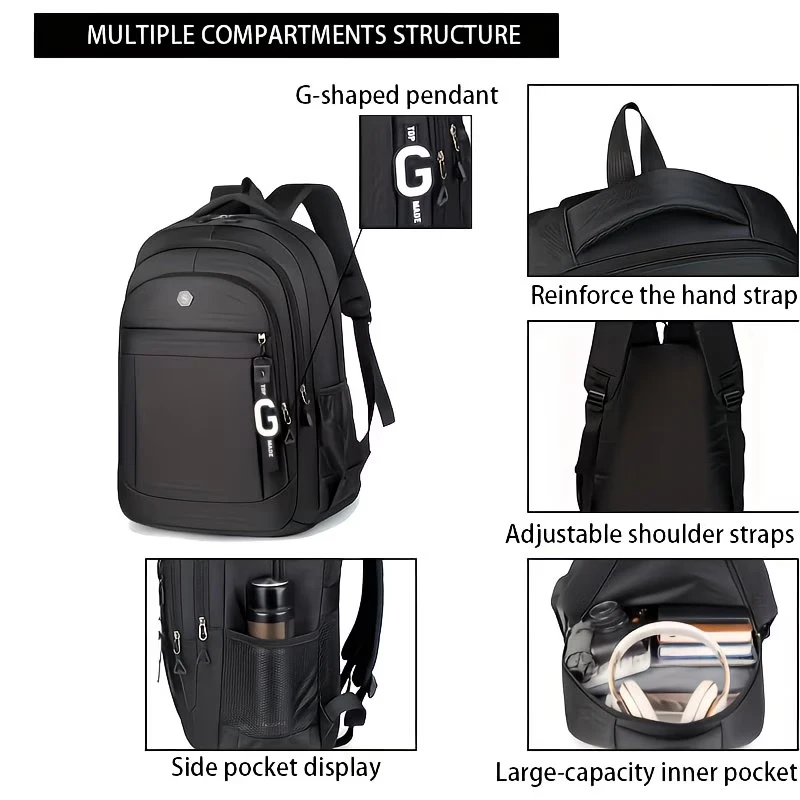 Daily Wear Anti-theft Laptop Backpack Spacious Multi-pocket Design, Water-proof Daypack Suitable for Businessmen & Students