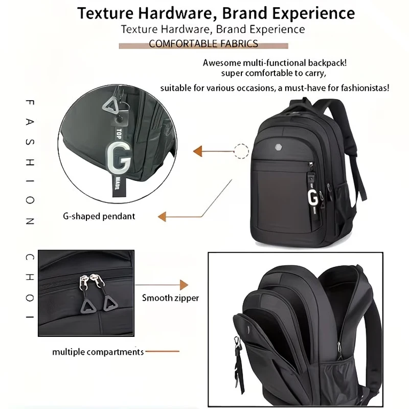 Daily Wear Anti-theft Laptop Backpack Spacious Multi-pocket Design, Water-proof Daypack Suitable for Businessmen & Students