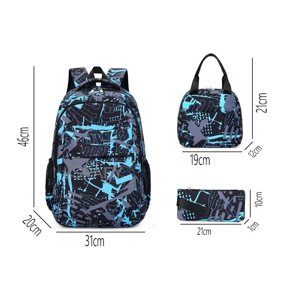 3Pcs Sets CR7 Print School Bags for Boy's Girls Primary Schoolbag Backpack Set Rucksack Bagpack Kids Cute Children's Book Bags