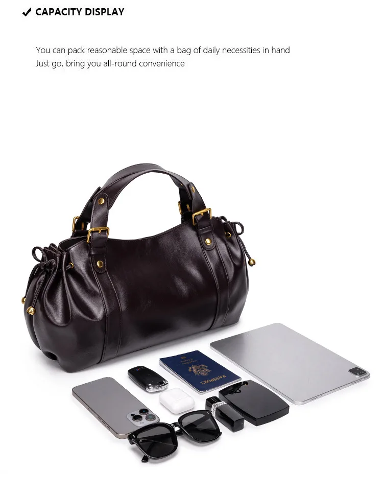 Fashion Large Capacity Ruched Tote Bag Designer Drawsting Women Handbags Luxury Soft Pu Commuter Bags 2026 Trend City Bag
