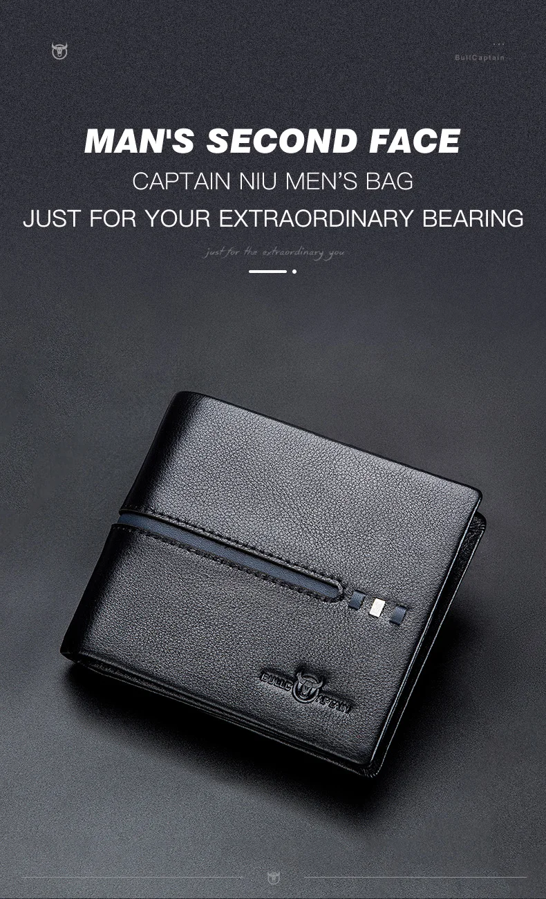 BULLCAPTAIN Genuine Leather Wallet Male Brand Designer Business Wallet Multi-function Storage Purse Rfid Card Package Wallet Men