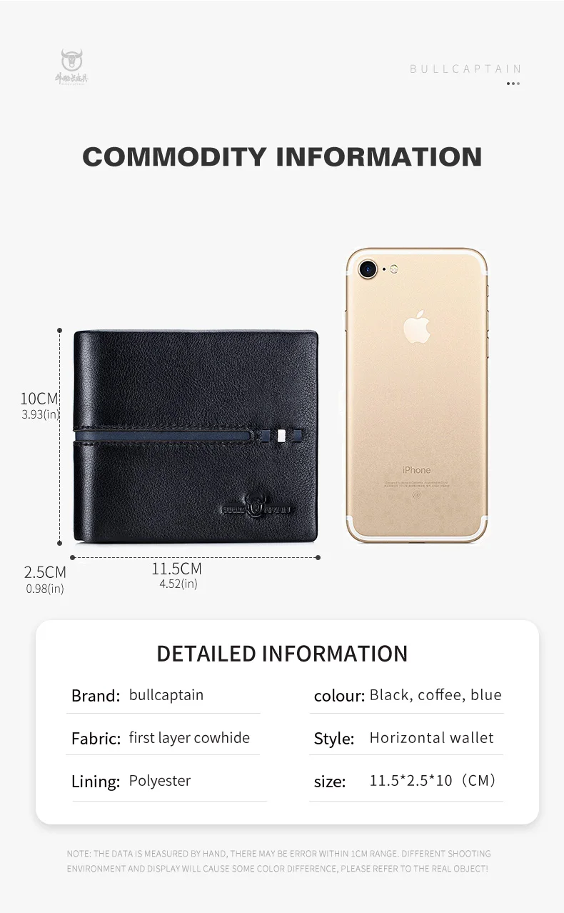 BULLCAPTAIN Genuine Leather Wallet Male Brand Designer Business Wallet Multi-function Storage Purse Rfid Card Package Wallet Men