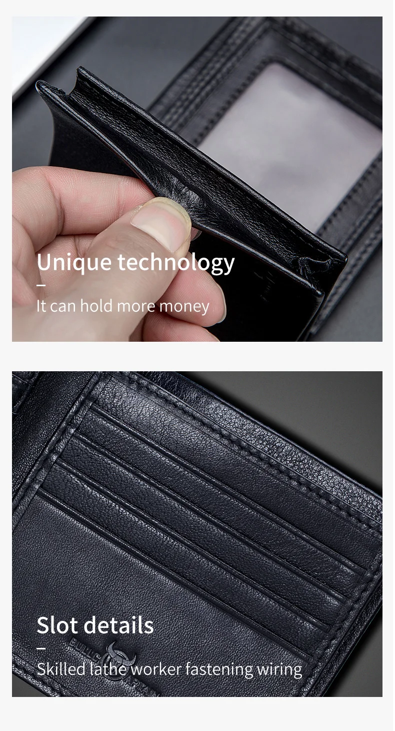 BULLCAPTAIN Genuine Leather Wallet Male Brand Designer Business Wallet Multi-function Storage Purse Rfid Card Package Wallet Men