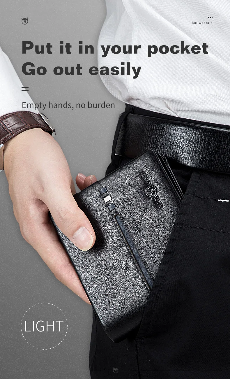 BULLCAPTAIN Genuine Leather Wallet Male Brand Designer Business Wallet Multi-function Storage Purse Rfid Card Package Wallet Men