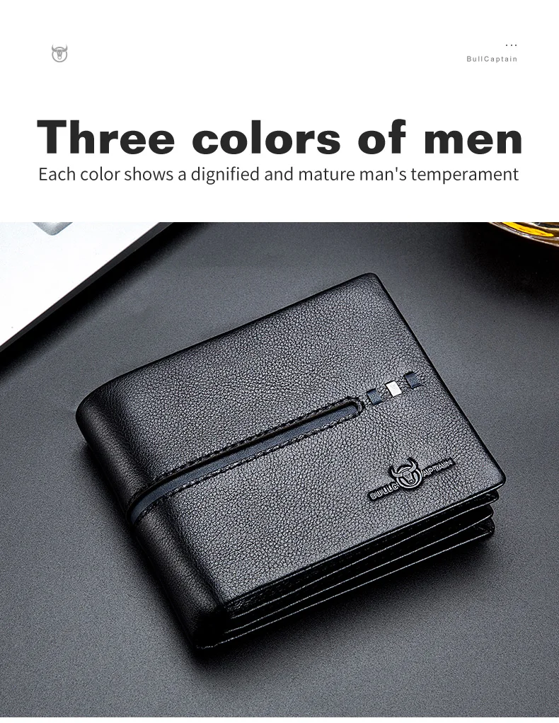 BULLCAPTAIN Genuine Leather Wallet Male Brand Designer Business Wallet Multi-function Storage Purse Rfid Card Package Wallet Men