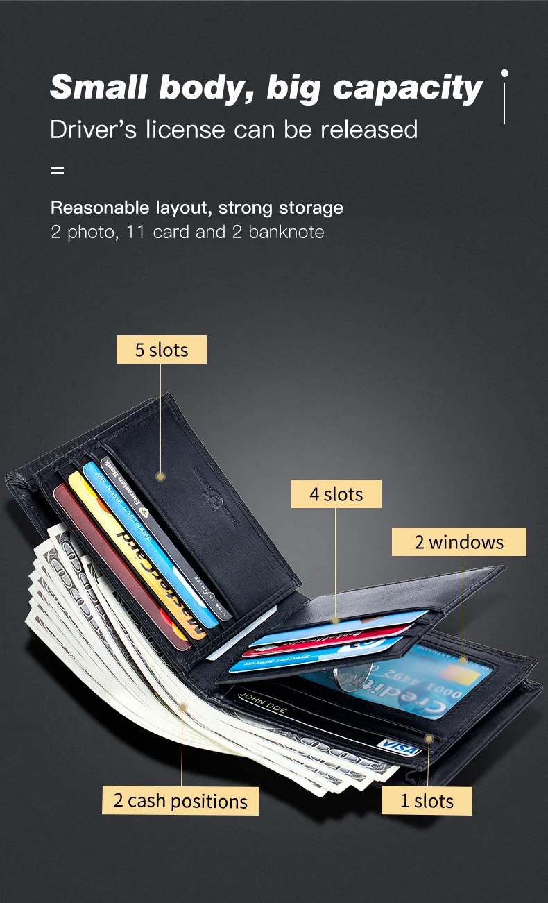 BULLCAPTAIN Genuine Leather Wallet Male Brand Designer Business Wallet Multi-function Storage Purse Rfid Card Package Wallet Men