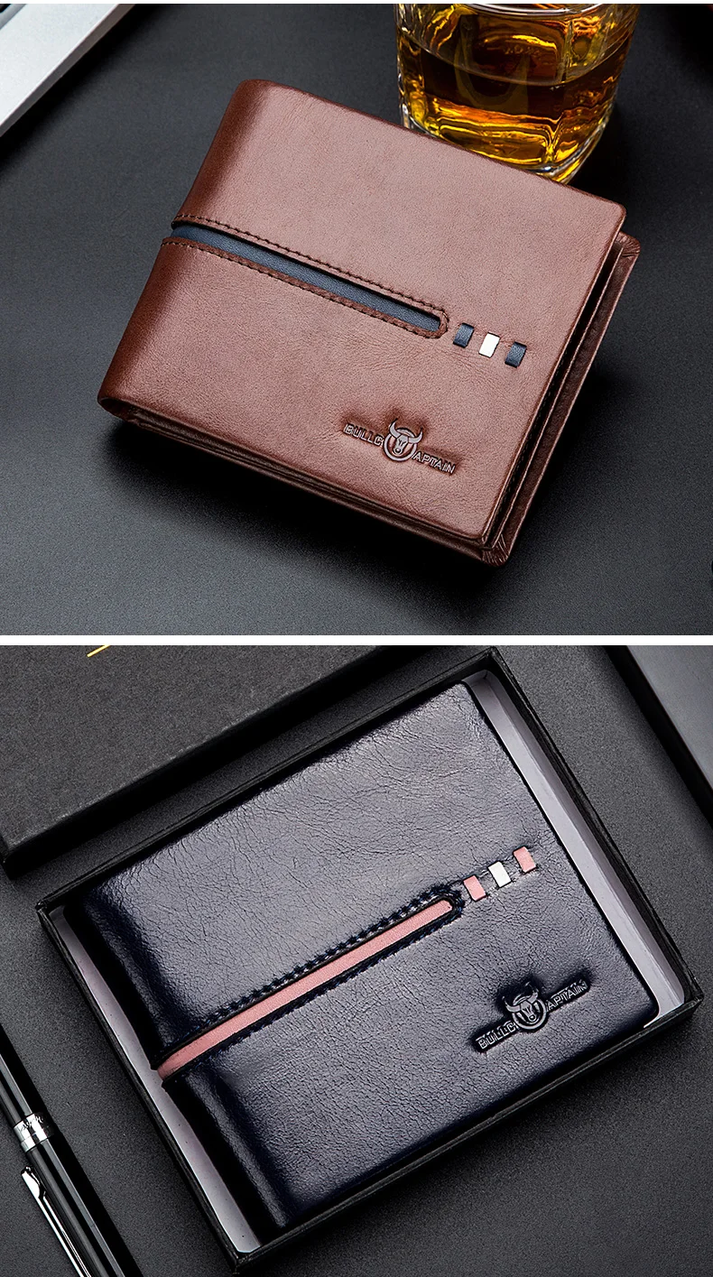 BULLCAPTAIN Genuine Leather Wallet Male Brand Designer Business Wallet Multi-function Storage Purse Rfid Card Package Wallet Men