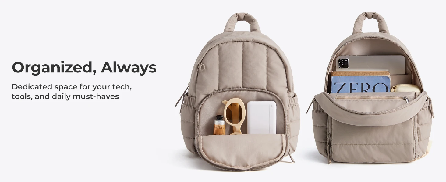 BAGSMART Mini Backpack for Women Lightweight Puffer Small Backpack Purse Quilted Casual Travel Daypack Cute Waterproof Bookbag