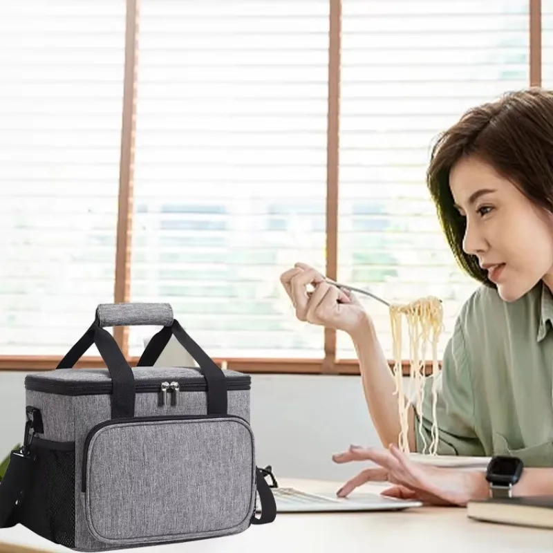 15L Picnic Bag Thermal Insulated Lunch Bag Box Handbag Wine Beer Cooler Crossbody Shoulder Bag Camping Food Container