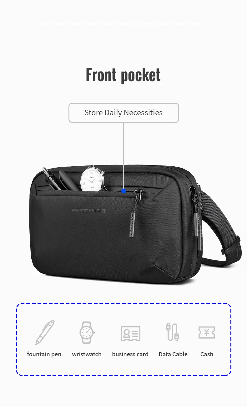 Heroic Knight Small Men Waist Pack Minimalist Waterproof X-PAC Fabric Crossbody Bag Chest Shoulder Pack Travel Organizer Pack