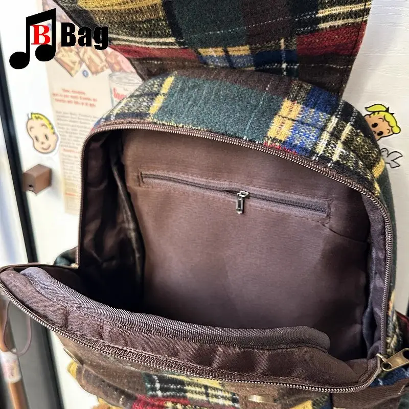 lovely fluffy Melard color scheme Backpack Women Gothic Punk Spicy Girl bunny Retro Vintage Bag Large Capacity Commuting Tote