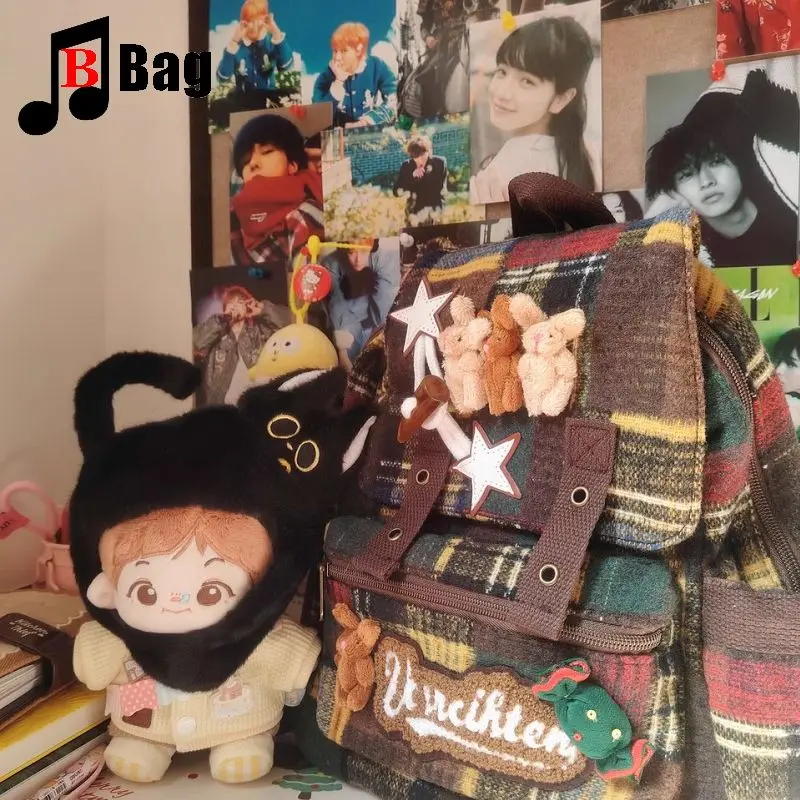 lovely fluffy Melard color scheme Backpack Women Gothic Punk Spicy Girl bunny Retro Vintage Bag Large Capacity Commuting Tote