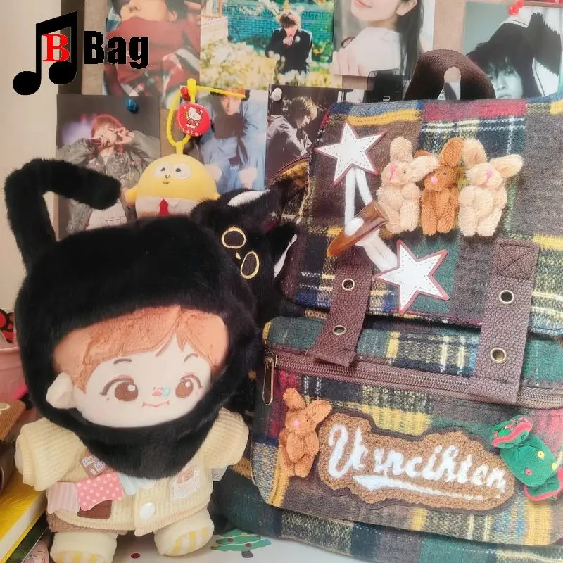 lovely fluffy Melard color scheme Backpack Women Gothic Punk Spicy Girl bunny Retro Vintage Bag Large Capacity Commuting Tote