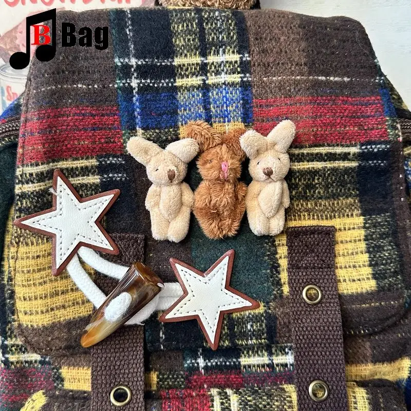 lovely fluffy Melard color scheme Backpack Women Gothic Punk Spicy Girl bunny Retro Vintage Bag Large Capacity Commuting Tote
