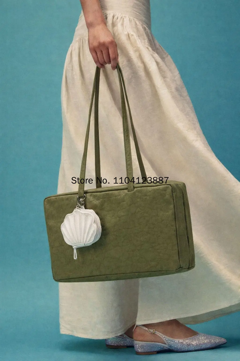 Nylon Square Shoulder Bag Large Capacity Canvas Handbag Lightweight Zipper Tote Bag Daily Commute Travel Storage Bag Gym Gift
