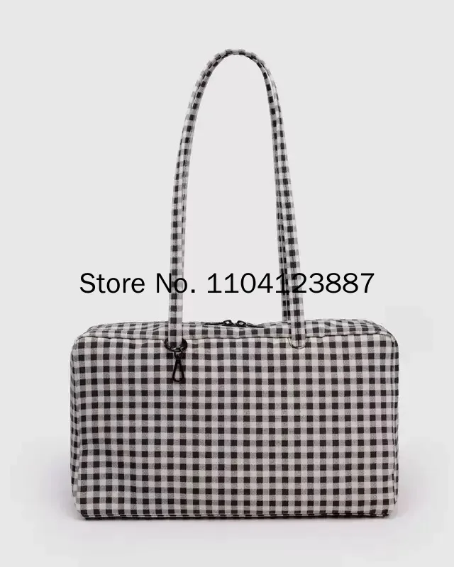 Nylon Square Shoulder Bag Large Capacity Canvas Handbag Lightweight Zipper Tote Bag Daily Commute Travel Storage Bag Gym Gift