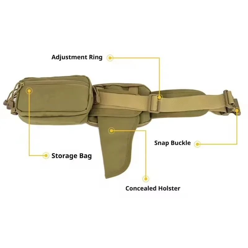 Multi-Functional Tactical Waist Pack Concealed Holster Bag for Outdoor Hunting Training Expandable Storage Pouch Camping Riding