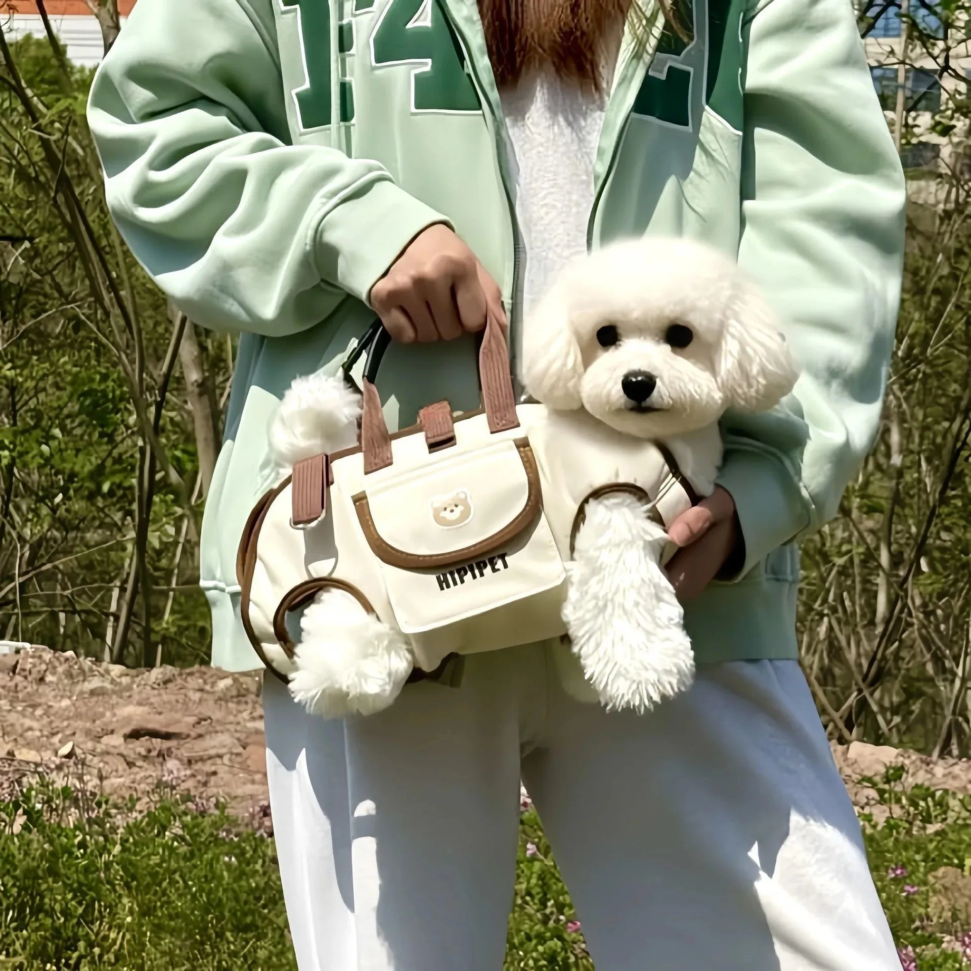 Portable Multi-functional Towing Backpack, Double-Shoulder Dog Backpack, Crossbody Pet Transport Bag, Breathable Outdoor Pet Bag