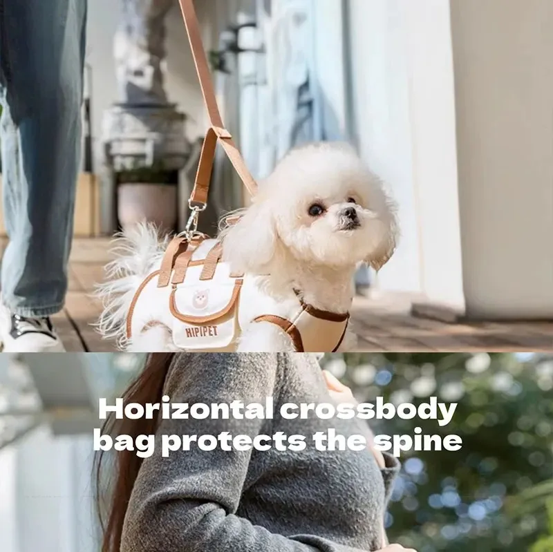 Portable Multi-functional Towing Backpack, Double-Shoulder Dog Backpack, Crossbody Pet Transport Bag, Breathable Outdoor Pet Bag