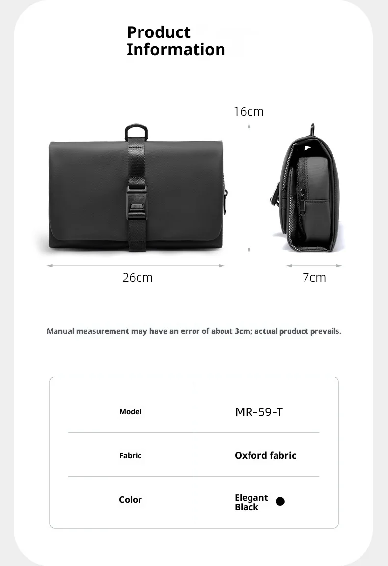 MARK RYDEN Travel Toiletry Bag Waterproof Organizer Bag Elegant Black Lightweight Pouch