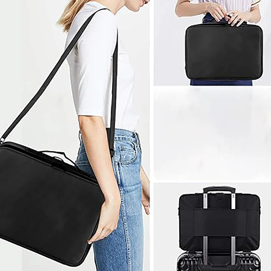 Large capacity travel makeup case, portable artist organizer with adjustable dividers and shoulder strap for toiletries jewelry