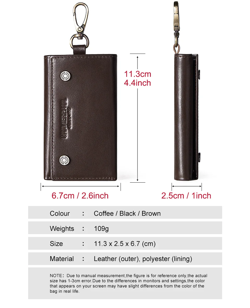 HUMERPAUL Genuine Leather Key Organizer for Car Housekeeper Small Home Key Case Top Quality Mini Wallet with Coin Pocket