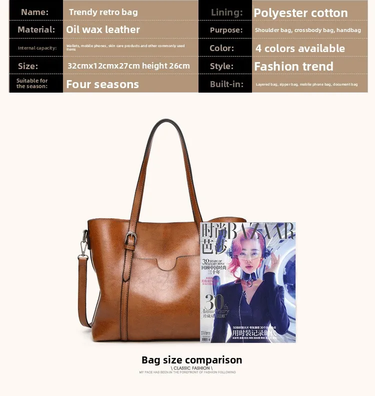 Women's Genuine Leather Tote Bag, Waterproof Multi Purpose Casual Shopping Outings Work Handbag Women Shoulder Crossbody Bags