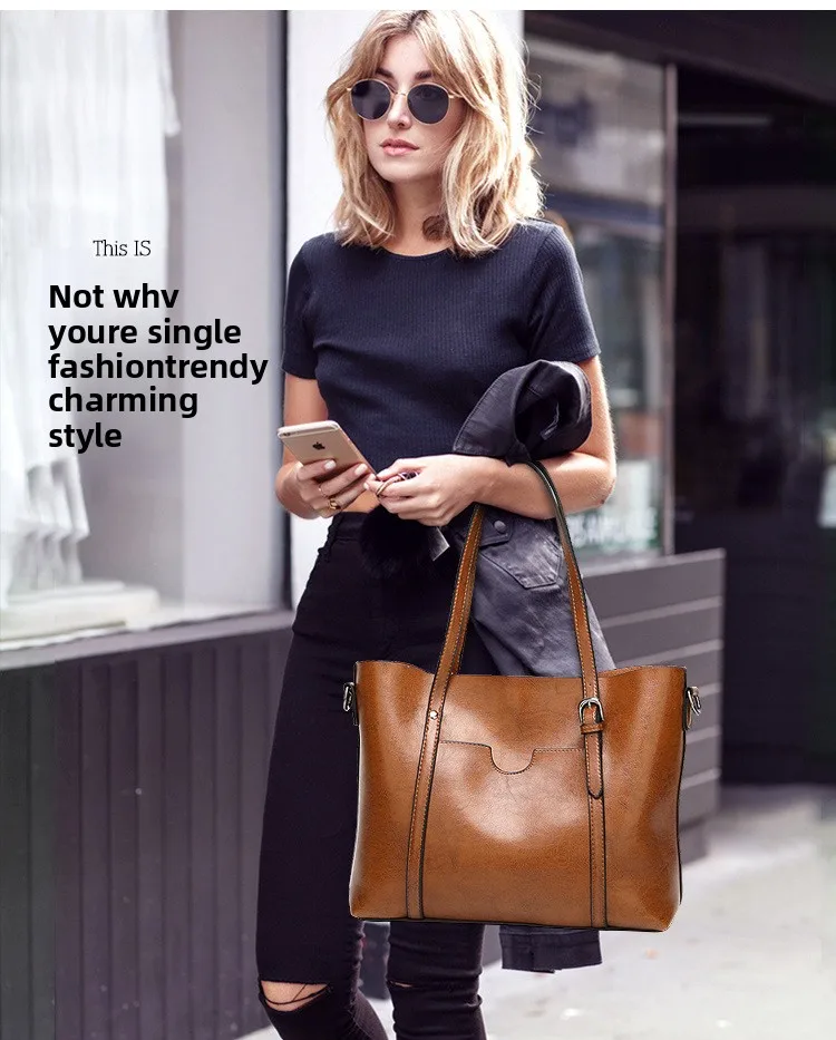 Women's Genuine Leather Tote Bag, Waterproof Multi Purpose Casual Shopping Outings Work Handbag Women Shoulder Crossbody Bags