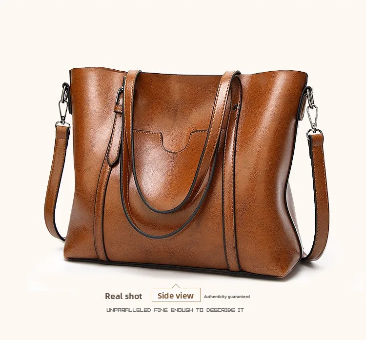 Women's Genuine Leather Tote Bag, Waterproof Multi Purpose Casual Shopping Outings Work Handbag Women Shoulder Crossbody Bags