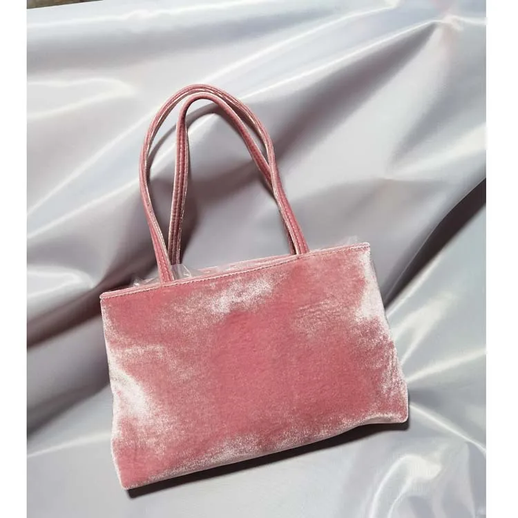 Women's Silk Satin Handbag Small Square Tote Bag Solid Color Double Strap Shoulder Bag Versatile Underarm Phone Purse Fashion