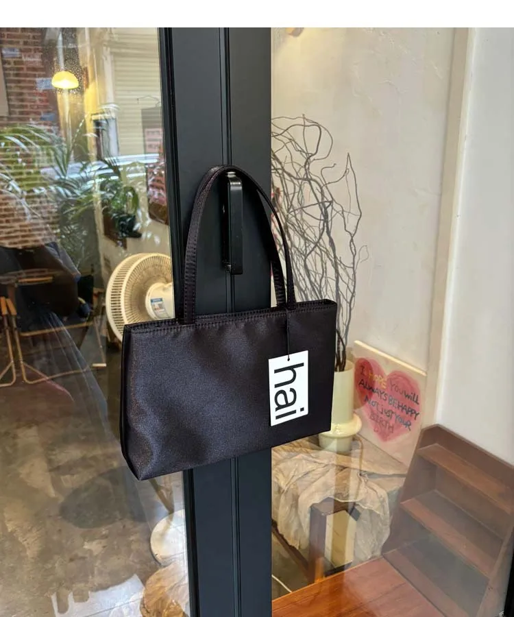 Women's Silk Satin Handbag Small Square Tote Bag Solid Color Double Strap Shoulder Bag Versatile Underarm Phone Purse Fashion