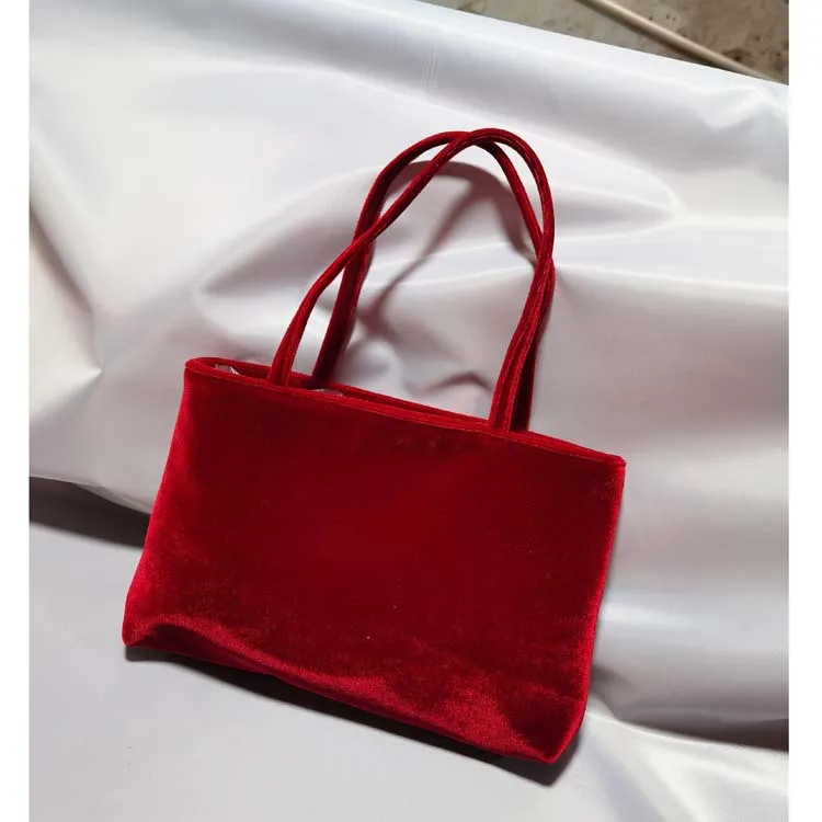 Women's Silk Satin Handbag Small Square Tote Bag Solid Color Double Strap Shoulder Bag Versatile Underarm Phone Purse Fashion