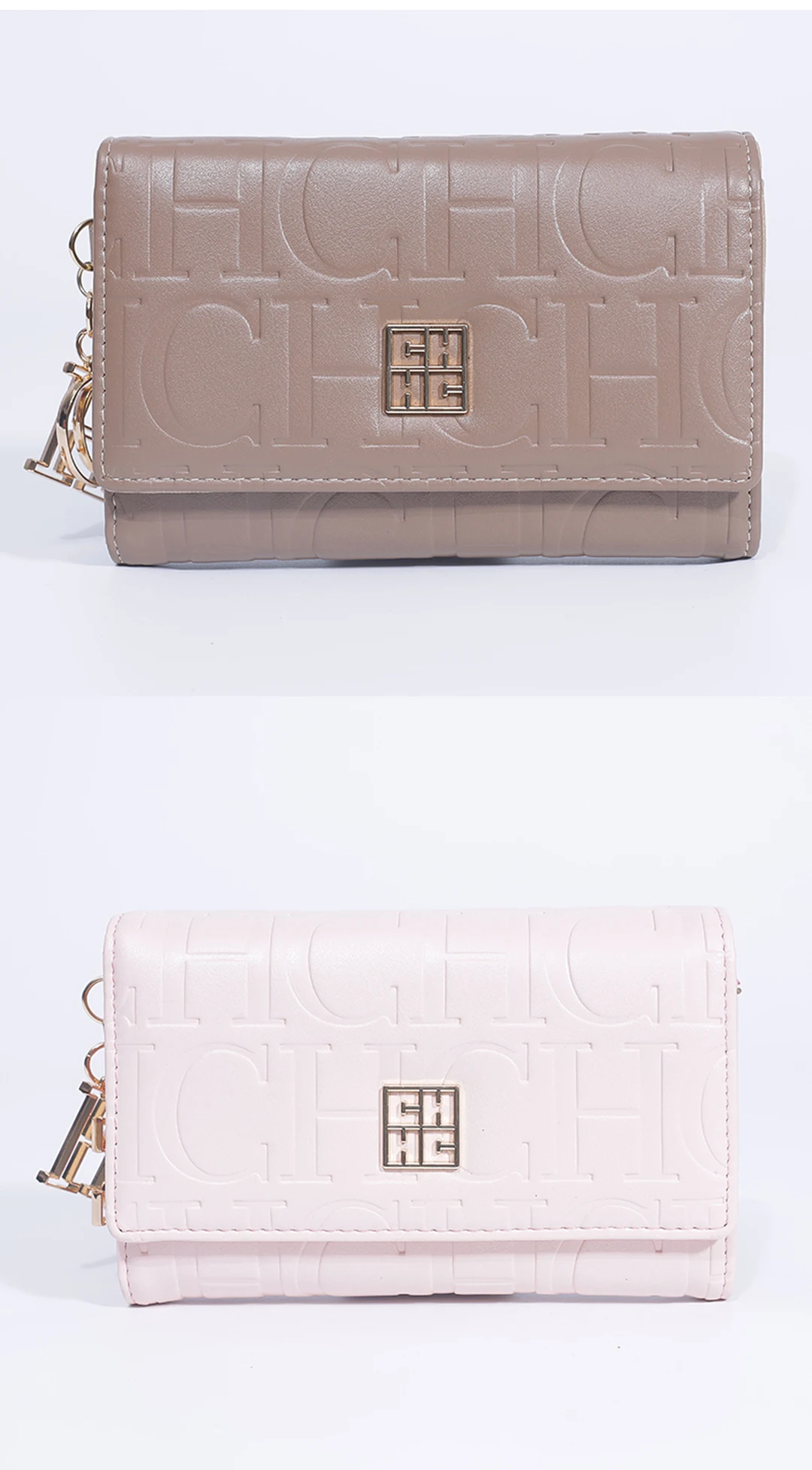 CH Fashion Autumn/Winter Small Wallet 2026 New Solid Color Letter Embossed Male and Female Multi Card Slot Wallet