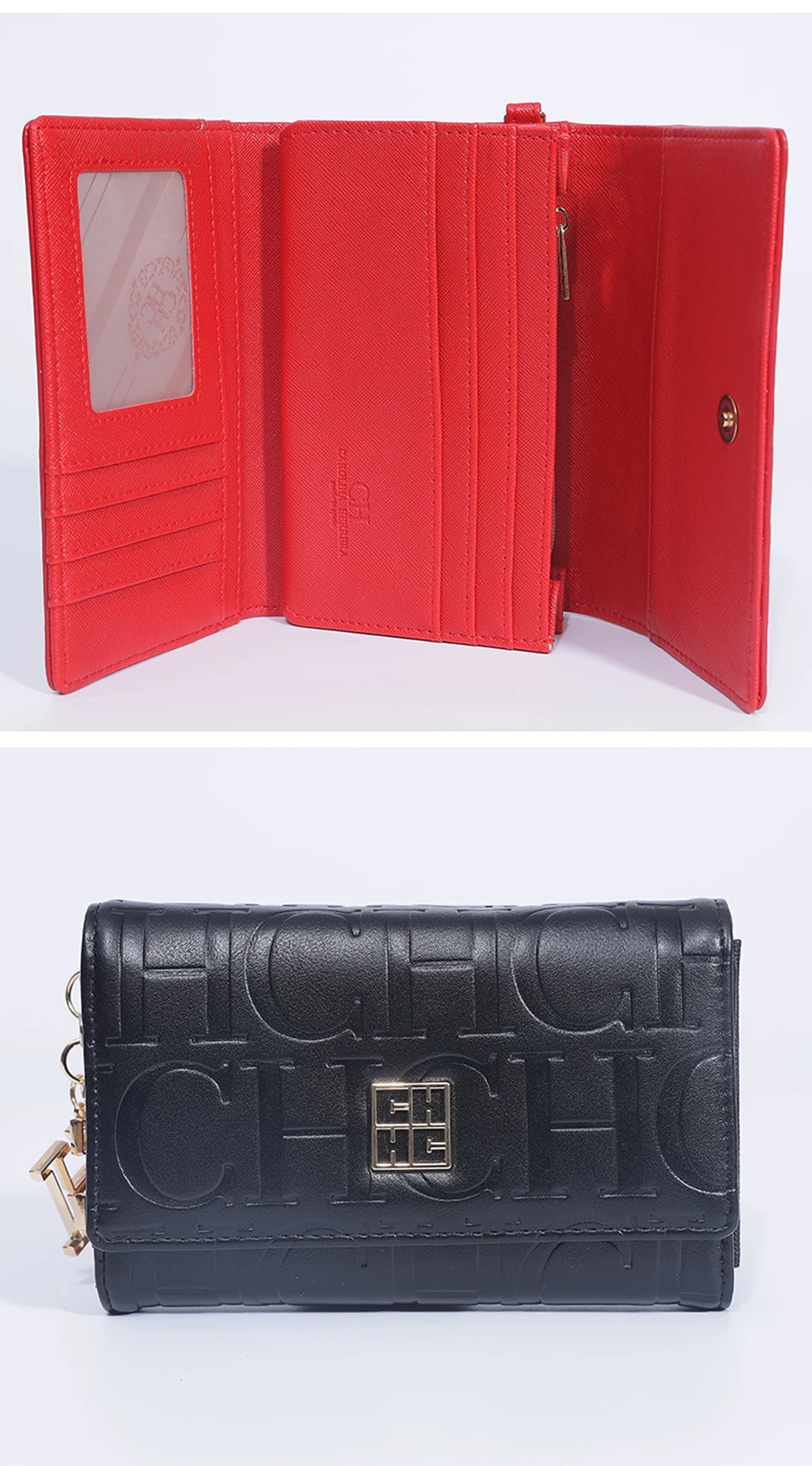 CH Fashion Autumn/Winter Small Wallet 2026 New Solid Color Letter Embossed Male and Female Multi Card Slot Wallet