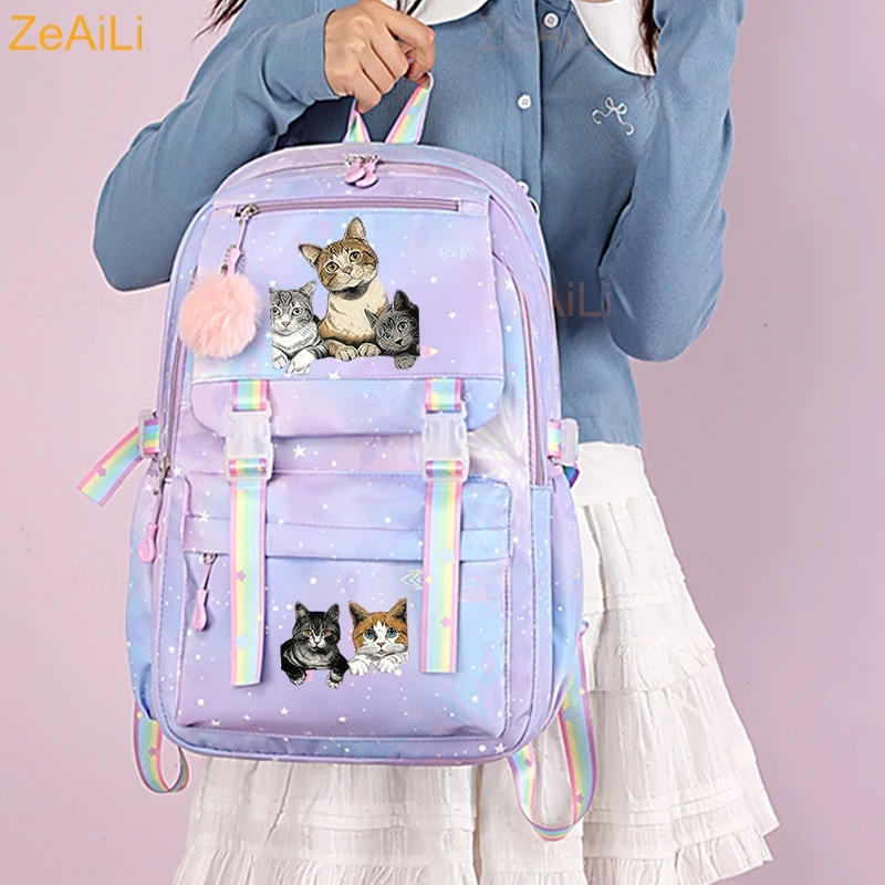 Cute Black Cat Flower Butterfly Student Teenager Children Knapsack Schoolbag Rucksack Mochila Women's Backpack Bookbag Bag