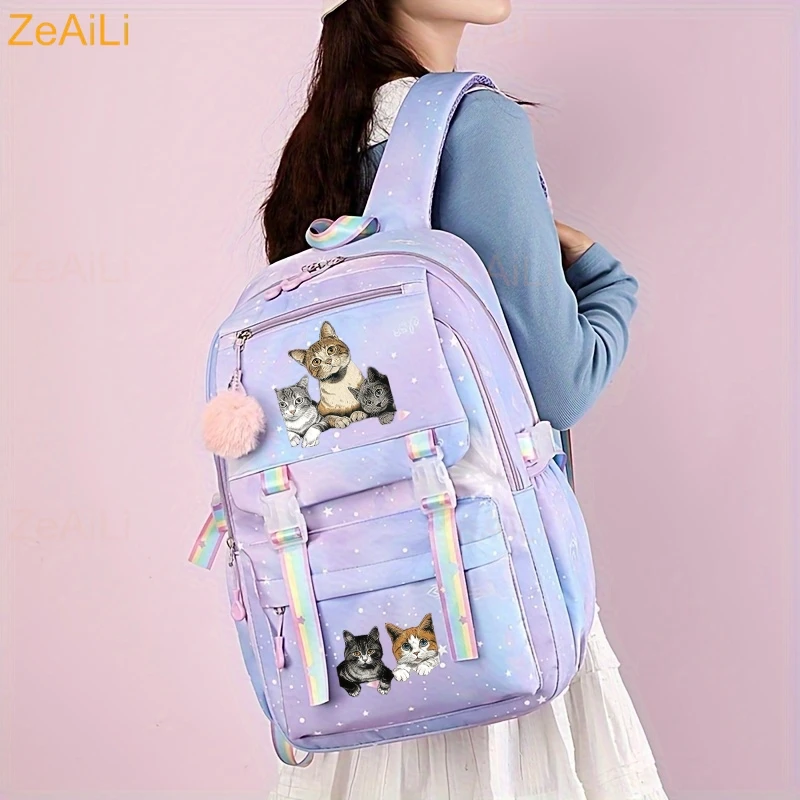Cute Black Cat Flower Butterfly Student Teenager Children Knapsack Schoolbag Rucksack Mochila Women's Backpack Bookbag Bag