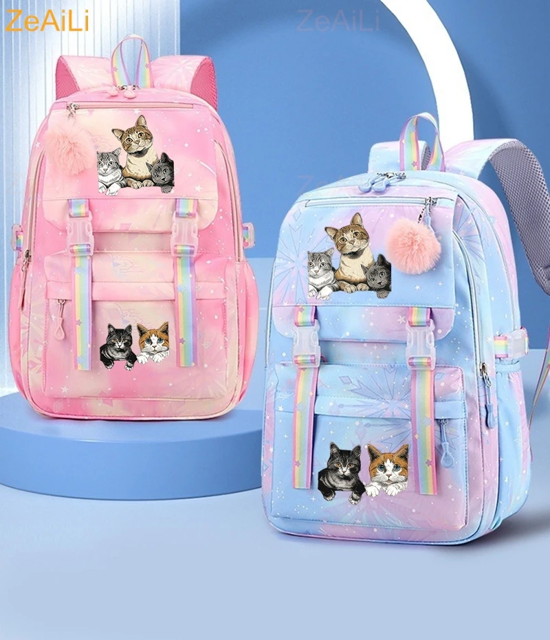Cute Black Cat Flower Butterfly Student Teenager Children Knapsack Schoolbag Rucksack Mochila Women's Backpack Bookbag Bag