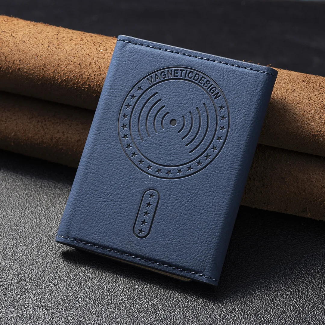 Suitable for IPhone 16 Three Fold Magnetic Wallet Card Holder, Magnetic Wallet Back Suction Universal Mobile Phone Card Bag