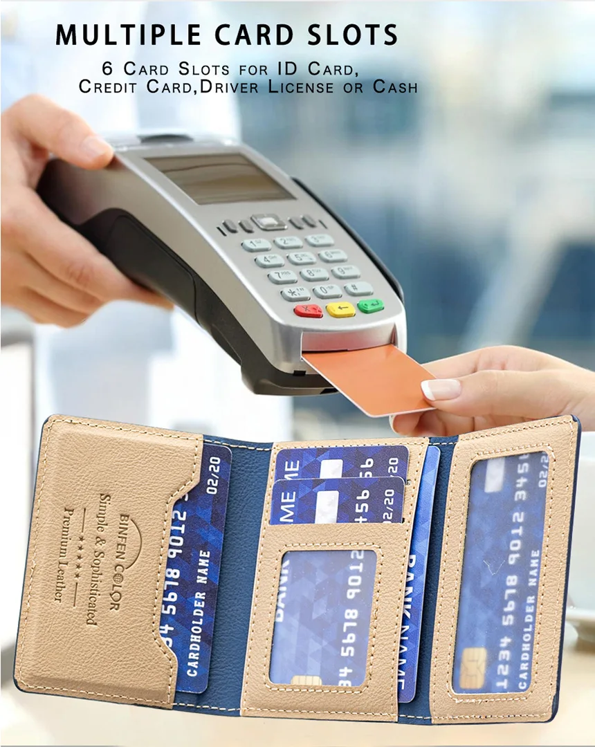 Suitable for IPhone 16 Three Fold Magnetic Wallet Card Holder, Magnetic Wallet Back Suction Universal Mobile Phone Card Bag