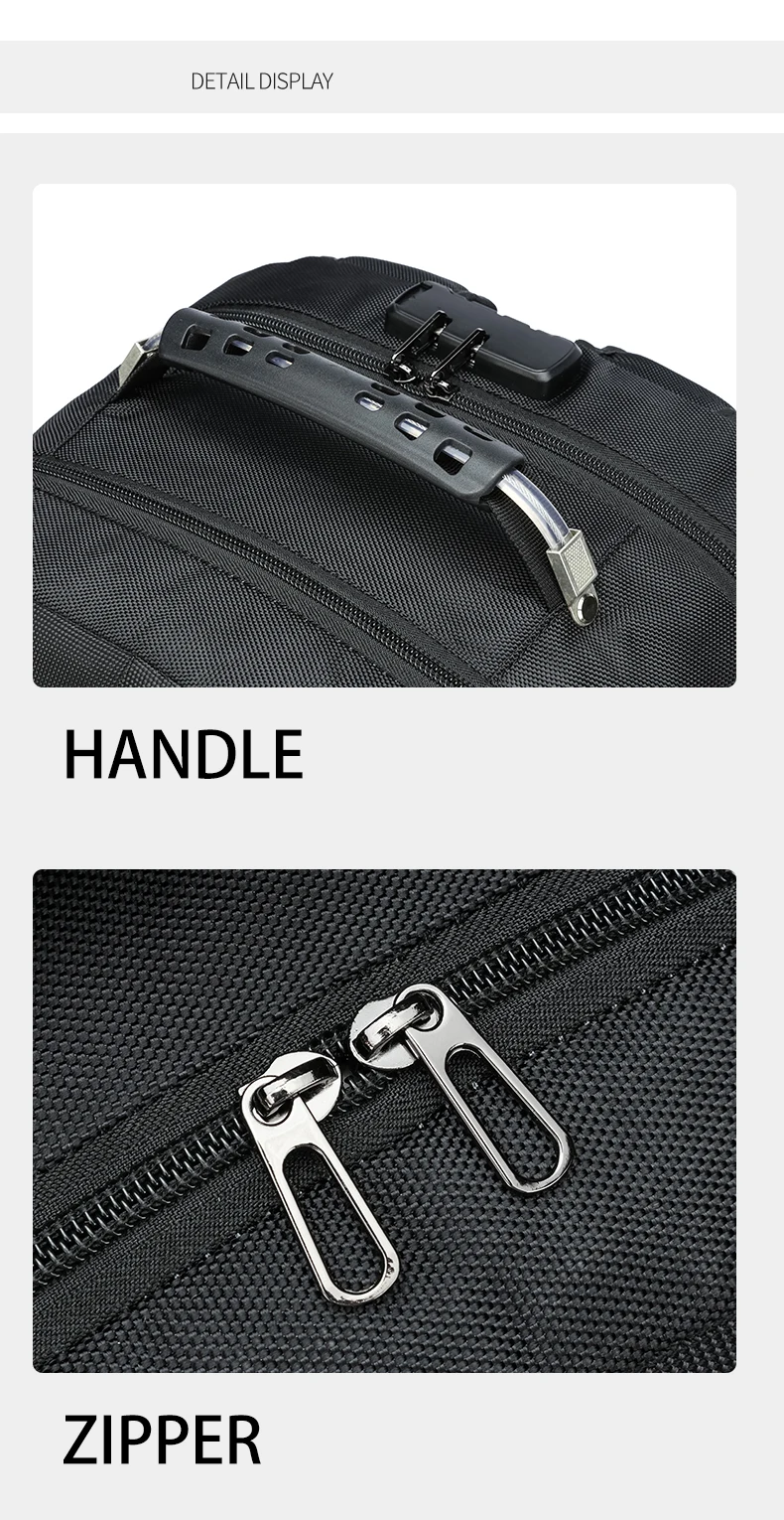 Large-Capacity Backpack 30L Men Portable Casual Backpack Multiple Compartments Anti-Theft Design Laptop Bag Zipper Daypack