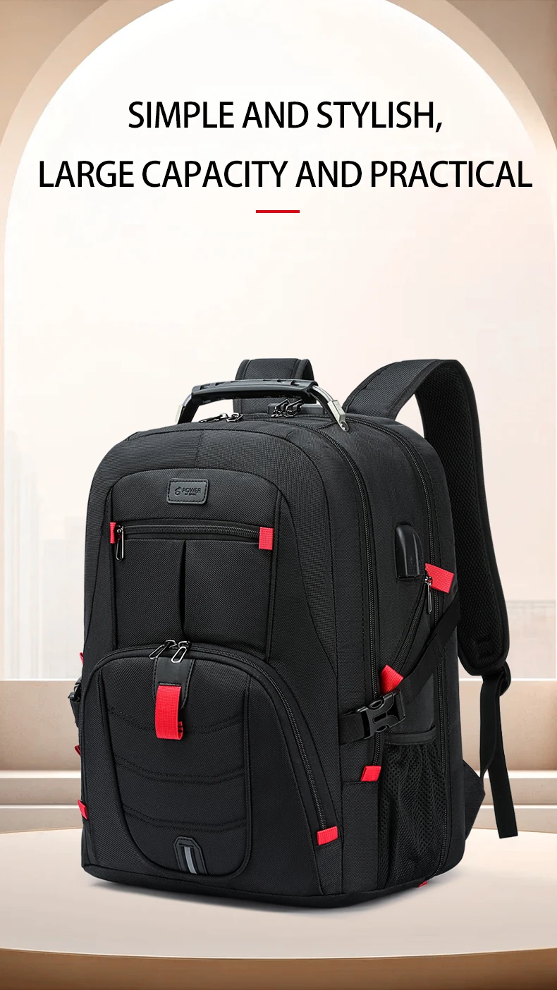 Large-Capacity Backpack 30L Men Portable Casual Backpack Multiple Compartments Anti-Theft Design Laptop Bag Zipper Daypack
