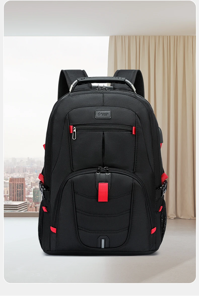 Large-Capacity Backpack 30L Men Portable Casual Backpack Multiple Compartments Anti-Theft Design Laptop Bag Zipper Daypack