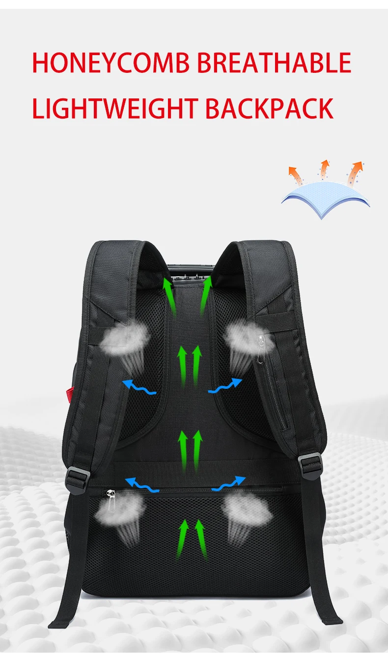 Large-Capacity Backpack 30L Men Portable Casual Backpack Multiple Compartments Anti-Theft Design Laptop Bag Zipper Daypack