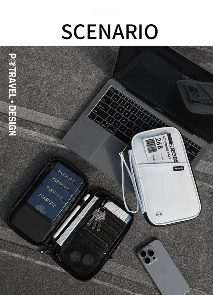 RFID Travel Passport Holder Waterproof Document Organizer Wallet Large Capacity Ticket Card Bag for Men Women Family Trip