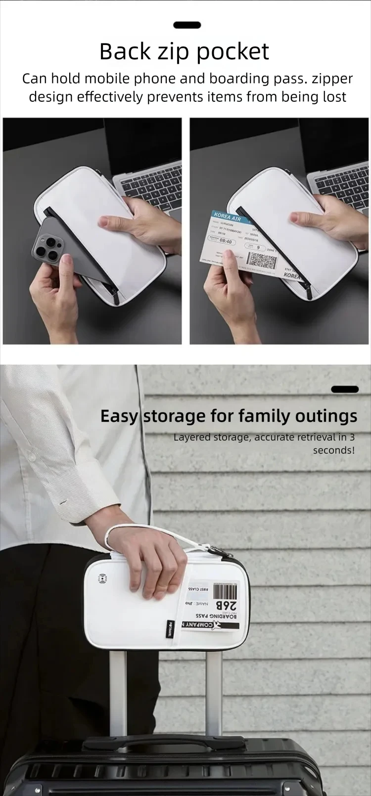 RFID Travel Passport Holder Waterproof Document Organizer Wallet Large Capacity Ticket Card Bag for Men Women Family Trip
