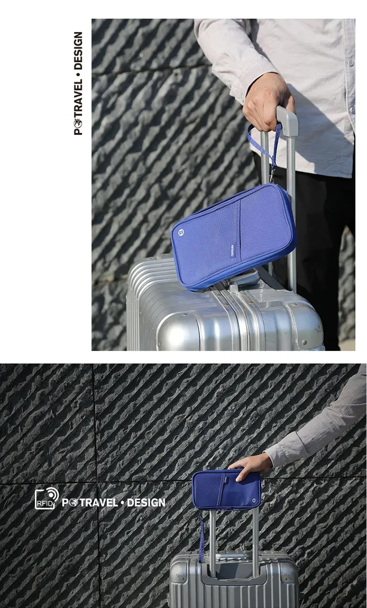 RFID Travel Passport Holder Waterproof Document Organizer Wallet Large Capacity Ticket Card Bag for Men Women Family Trip