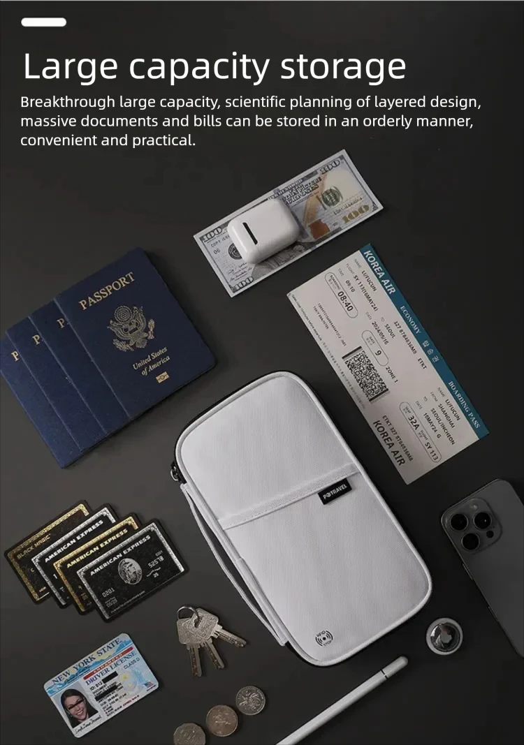 RFID Travel Passport Holder Waterproof Document Organizer Wallet Large Capacity Ticket Card Bag for Men Women Family Trip